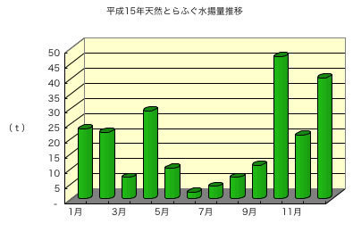 平成15年天然とらふぐ水揚げ量推移